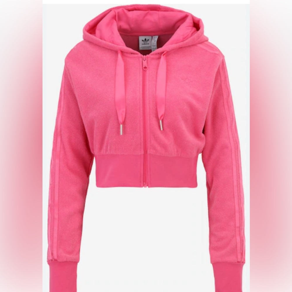 Adidas Vibrant Pink Hoodie with Ribbon Drawstrings